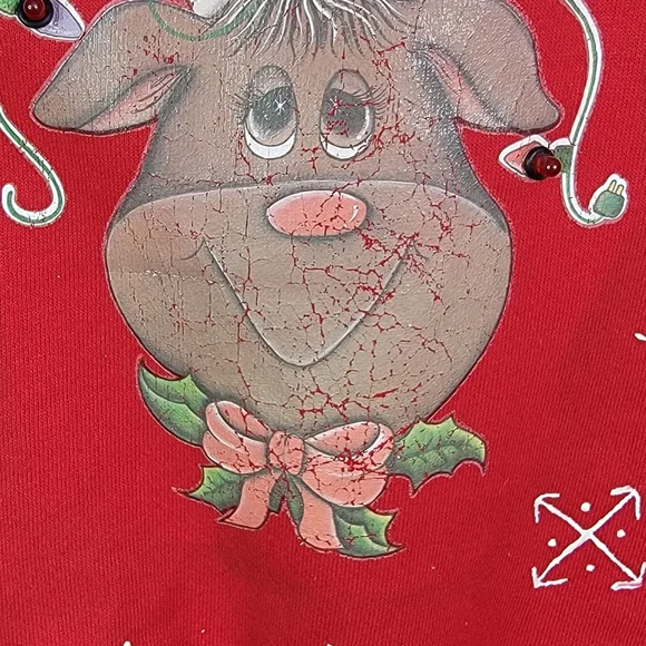 Jerzees Vintage 80's Made in USA Christmas Lights Light Up Ugly Sweatshirt S - Picture 6 of 16